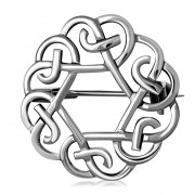 Rounded Sterling Silver Celtic Brooch - br3