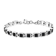 Black Onyx Small Square links Silver Bracelet