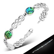 Abalone Shell Oval Links Celtic Knot Silver Bracelet, cb291