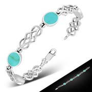 Turquoise Oval Links Celtic Knot Silver Bracelet, cb291