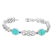 Turquoise Oval Links Celtic Knot Silver Bracelet, cb291