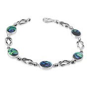 Abalone Shell Oval Links Celtic Knot Silver Bracelet, cb292