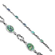 Abalone Shell Oval Links Celtic Knot Silver Bracelet, cb292