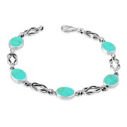 Turquoise Oval Links Celtic Knot Silver Bracelet, cb292