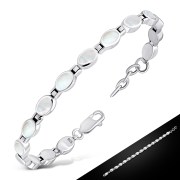 Mother of Pearl Oval links Silver Bracelet