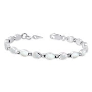 Mother of Pearl Oval links Silver Bracelet