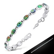 Abalone Shell Oval links Silver Bracelet