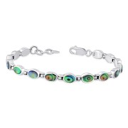 Abalone Shell Oval links Silver Bracelet