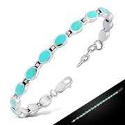 Turquoise Oval links Silver Bracelet
