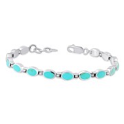 Turquoise Oval links Silver Bracelet