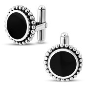 Sterling Silver Black Onyx Cufflinks, cf1