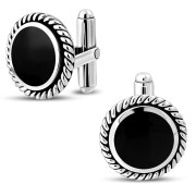 Sterling Silver Black Onyx Cufflinks - cf2