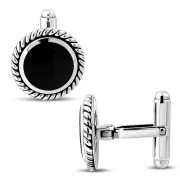 Sterling Silver Black Onyx Cufflinks - cf2