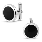 Silver Black Onyx Cufflinks - cf3
