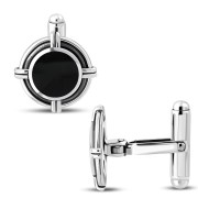 Sterling Silver Black Onyx Cufflinks, cf4