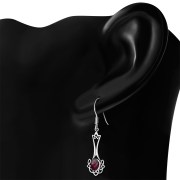 Garnet Celtic Knot Silver Earrings Set - e184