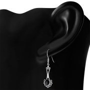 Black Onyx Long Celtic Knot Silver Earring Set - e184