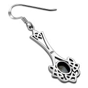 Long Rainbow Moonstone Celtic Knot Silver Earrings Set - e184
