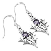 Amethyst Silver Scottish Thistle Earrings set - e255