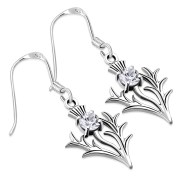 CZ Silver Scottish Thistle Earrings Set - e255