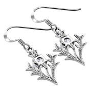 CZ Silver Scottish Thistle Earrings Set - e255