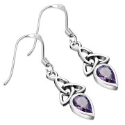 Amethyst Stone Trinity Knot Earrings - e256