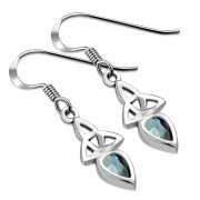 Blue Topaz CZ Trinity Silver Earrings - e256