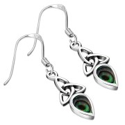 Abalone Shell Celtic Trinity Silver Earrings - e256