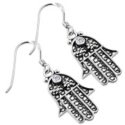 Silver filigree work Hamsa Earrings, e270