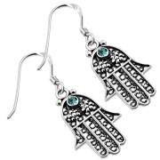 Sterling Silver filigree Hamsa Earrings, e270
