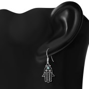 Hamsa Turquoise Silver Earrings, e270