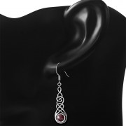 Garnet Celtic Long Earrings - e297