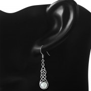 Rainbow Moon Stone Celtic Long Earrings - e297