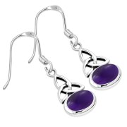Amethyst Stone Celtic Trinity Knot Silver Earrings - e300