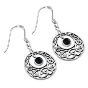 Black Onyx Celtic Knot Silver Earrings - e307