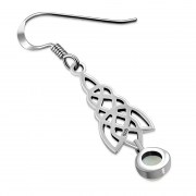 Dangle Rainbow Moonstone Celtic Silver Earrings - e308