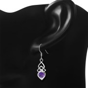 Amethyst Stone Celtic Silver Earrings Set - e309