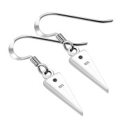 Black Onyx Triangle Silver Earrings, e312