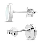 Large Mother of Pearl Oval Stud Silver Earrings, e313