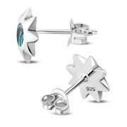 Abalone Shell Sun Stud Silver Earrings, e316