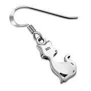 Cat Silver Earrings w Drop Shaped Mother of Pearl, e318