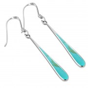Turquoise Long Drop Sterling Silver Earrings, e320