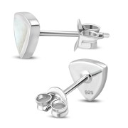 Mother of Pearl Triangle Stud Silver Earrings, e326