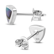 Abalone Shell Triangle Stud Silver Earrings, e326