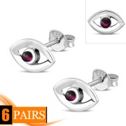 Garnet Evil Eye Sterling Silver Stud Earrings, e331st