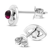 Garnet Evil Eye Sterling Silver Stud Earrings, e331st