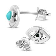 Turquoise Evil Eye Stud Silver Earrings, e331