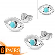 Turquoise Evil Eye Stud Silver Earrings, e331