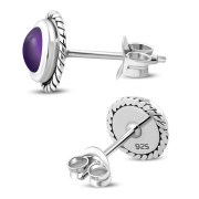 Amethyst Stone Stud Silver Earrings, e337