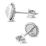 Rainbow Moonstone Stud Silver Earrings, e337